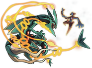 Mega Rayquaza confronts Deoxys (transparent version)