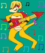 Lavora using her Guitar.