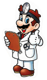 Dr. Mario sticker in Brawl; attributed as being from Nintendo Puzzle Collection, it applies Attack +18 to any character from the Mario series