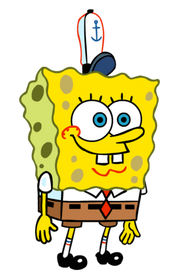 SpongeBob with his Krusty Krab employee hat