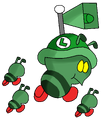 A Big Ant Trooper and three Ant Troopers in Super Mario Spikers.