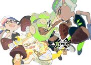 Off the Hook Splatfest artwork for Mushroom Mountain vs Bamboo Shoot Village, featuring the Squid Sisters, which also had this Splatfest before