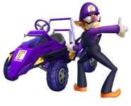 Waluigi with his Waluigi Racer