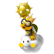 King Lakitu about to throw a golden spiny shell