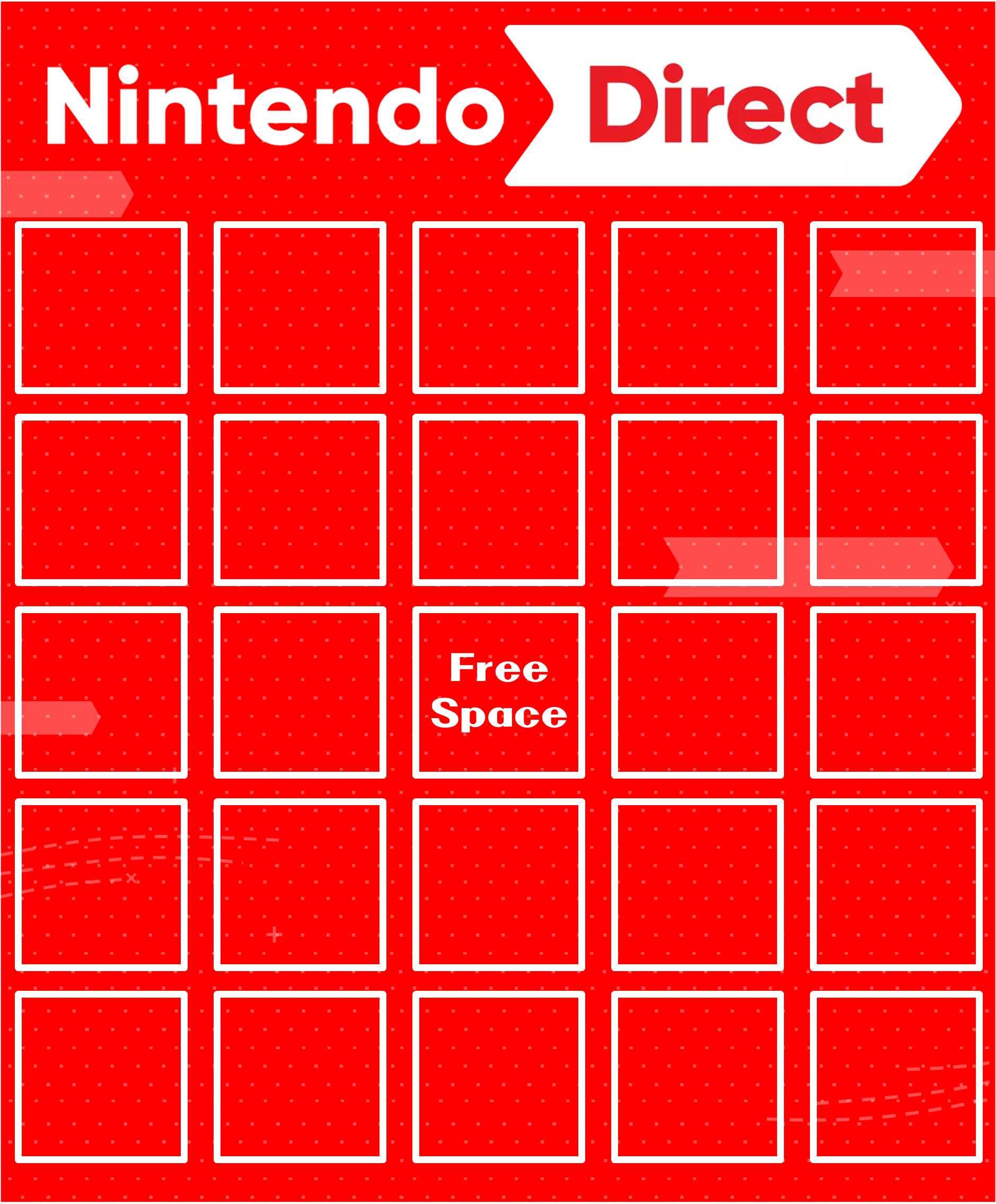 Nintendo Direct Predictions Bingo