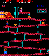 Mario using a Hammer in the original Donkey Kong game.