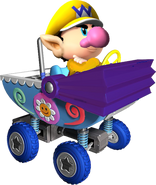 Baby Wario in his Goo-Goo Buggy