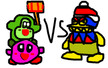 A Picture that Cereal Loving Waddle Dee Drew of Him and Kirby VS Meany King Dedede