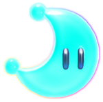 A cyan Power Moon from the Luncheon Kingdom