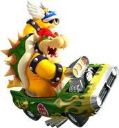 Bowser prepares to use a Blue Spiny Shell with wings in Mario Kart Wii.