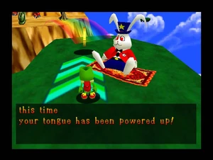 The White Rabbit is talking with Davy, but Davy is a more realistic anthro lizard, and he is green.