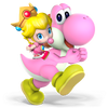 Pink Yoshi with Baby Peach