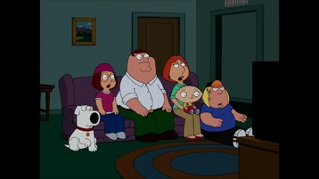 The Griffin family sits in their house surrounded by a sudden and overwhelming darkness in an episode called "Something, Something, Something Dark Side".