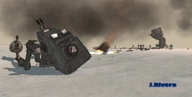 Down AT-ST walkers laying down in the snow, as Imperial forces make their way towards Camp Heroic defense, on December 22nd, 2024...