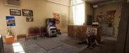 Misty River Gas - Inside of the shop with Arcade cabinet and the corpse of McDevitt