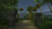 Начало уровня «Река» в Far Cry, слева под колонной лежит мачете