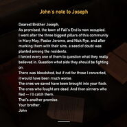 Seed Ranch - John's note to Joseph