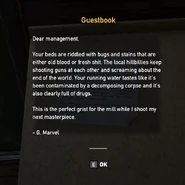 Henbane River Chalets - Marvel's entry in Guestbook