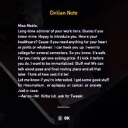 Civilian Note - from Aaron Kirby aka Tweak