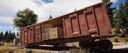 Holland Valley Station - Wrecked freight car. Note the "X" mark, which indicates nearby stash.