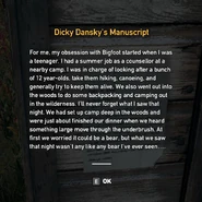 Dansky Cabin - Dicky Dansky's Manuscript