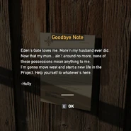 Pepper Residence- Note from Holly on shed