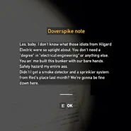 Doverspike Compound - Doverspike note