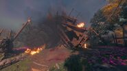 The burning chapel. Arriving here starts the final fight