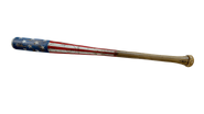 A pre-release image of the standard baseball bat painted in a Stars & Stripes motif that does not appear in the final game. The theme was reused for Wisdom.