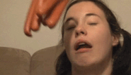 hotdogs hitting girl in face anigif - posted by thisisyourbrainonFark