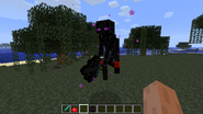 A Nightfall Sword being held by an Enderminion