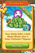 Your daily gifts: 1000 Magic Beans plus a Color Collector (December 15, 2015)