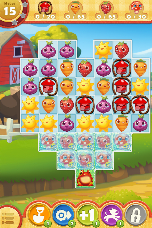 CategoryLevels with mushrooms under ice on grass Farm Heroes Saga