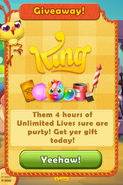 A gift of 4 hours of Unlimited Lives (December 23, 2015)