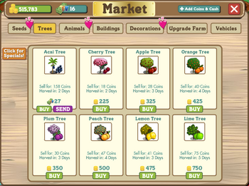 Example of the Tree section of the Market.