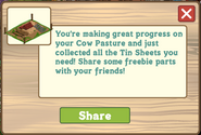 Cow Pasture - Tin Sheets Completed Message