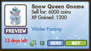 Snow Queen Gnome Market Info