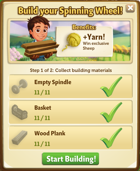 Spinning Wheel building phase 1