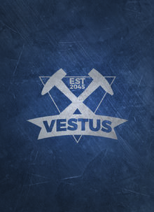 Vestus Logo on Blue Meta