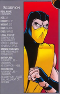 Scorpion's Profile as seen in the 1990s Comics