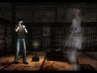 Kei readies the camera to fight a ghost.