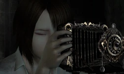 Madoka holds an old camera obscura in Fatal Frame IV