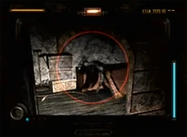 Woman in Box appearing as seen through Viewfinder Mode.