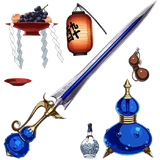 Sword, Lantern, and Sake Bottle
