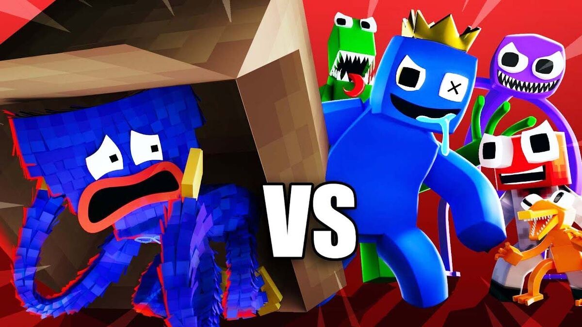 Blue Corrupted Vs Baby Long Legs - Rainbow Friends Animation https