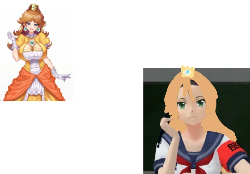 Hiroko with Daisy's (from Super Mario) hair color and crown | Fandom