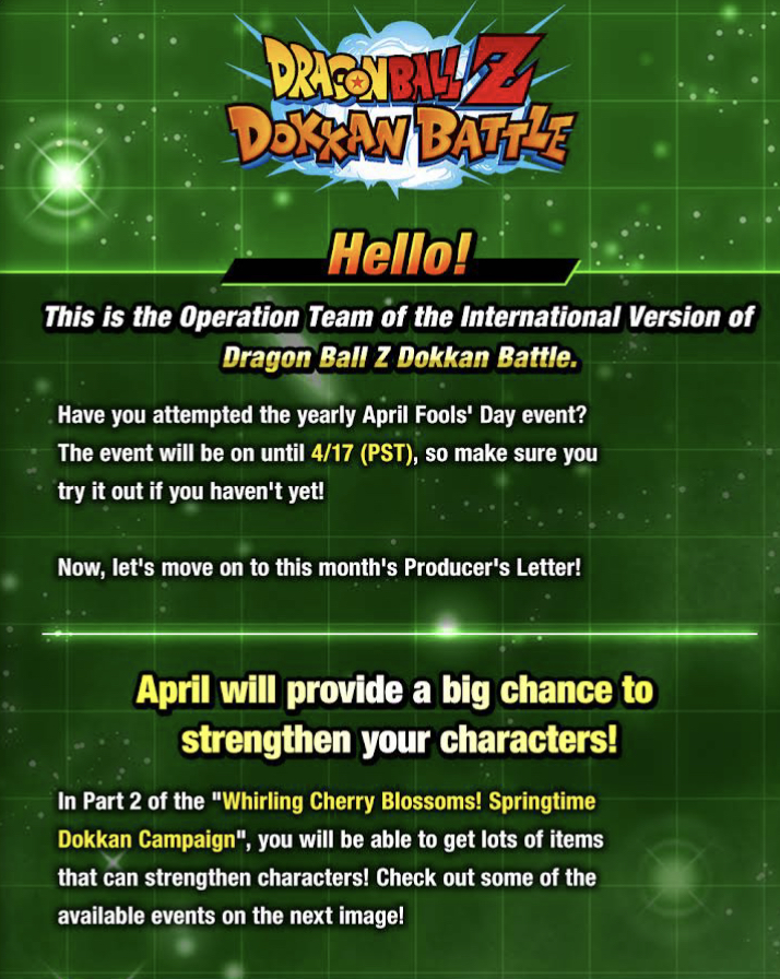 Global Dokkan News Letter teases Golden Week Fandom