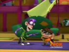 After a chase, Fanboy puts on Chum Chum's nose and pretends to be him.