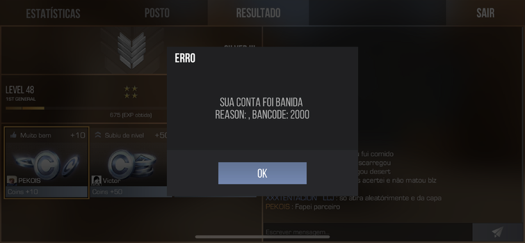 Fui banido de um jogo por erro, o que fazer?