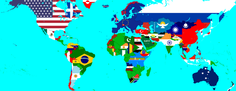 A different world map with flags | Fandom